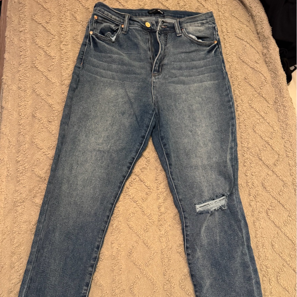 Fashion Nova Distressed Blue Skinny Jeans
